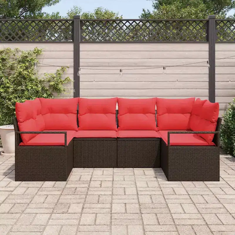 vidaXL Salon de jardin 6 pcs en résine tressée marron