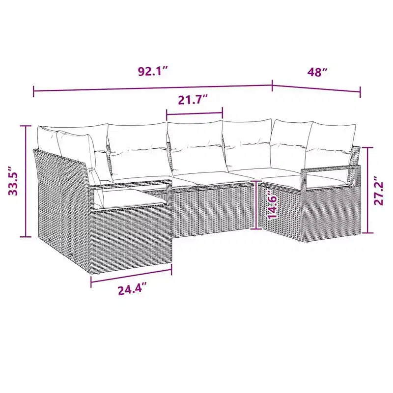 vidaXL Salon de jardin 6 pcs en résine tressée marron