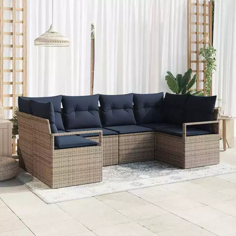 vidaXL Salon de jardin 6 pcs en résine tressée marron