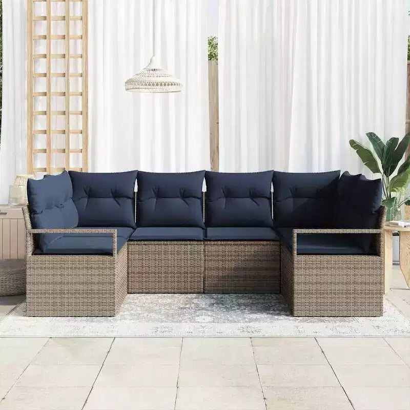 vidaXL Salon de jardin 6 pcs en résine tressée marron