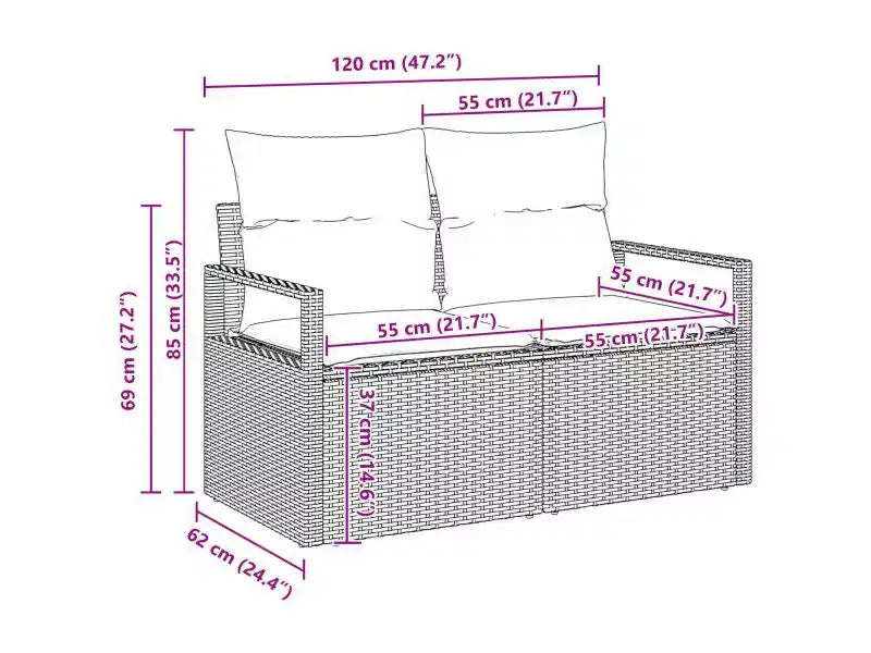 vidaXL Salon de jardin 6 pcs en résine tressée marron