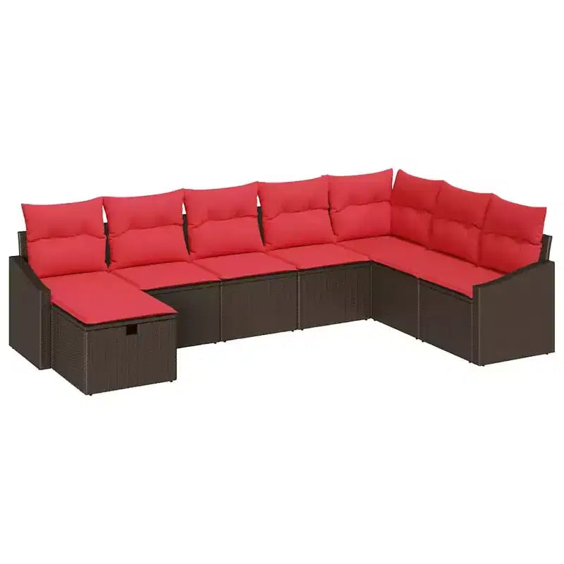 vidaXL Garden Sofa Set with Cushion 8 pcs Brown Poly rattan