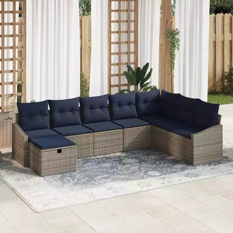 vidaXL Salon de jardin avec coussins 8 pcs Résine tressée marron