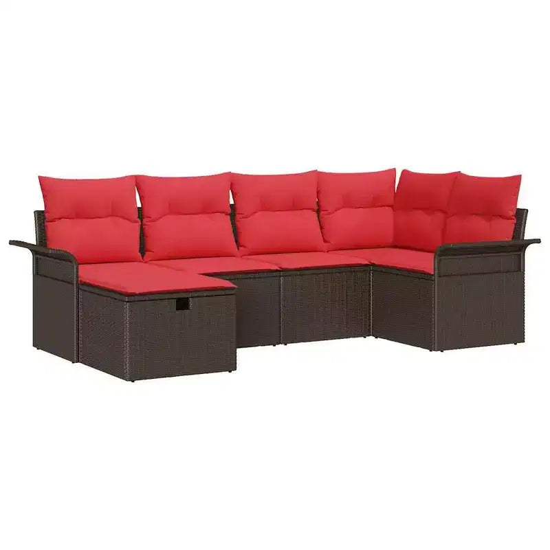 vidaXL Garden Sofa Set 6 pcs Brown and Red 242.5 x 132.5 x 85 cm