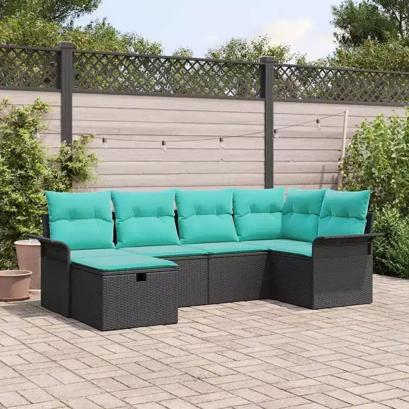 vidaXL Ensemble de canapés de jardin 6 pcs marron et rouge 242,5 x 132,5 x 85 cm