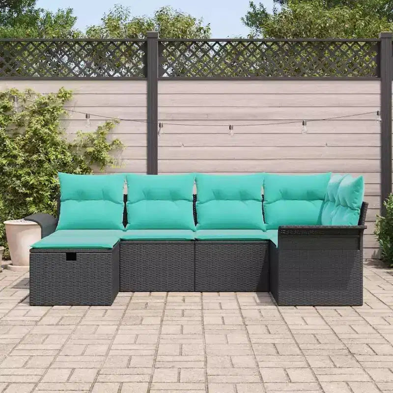 vidaXL Ensemble de canapés de jardin 6 pcs marron et rouge 242,5 x 132,5 x 85 cm
