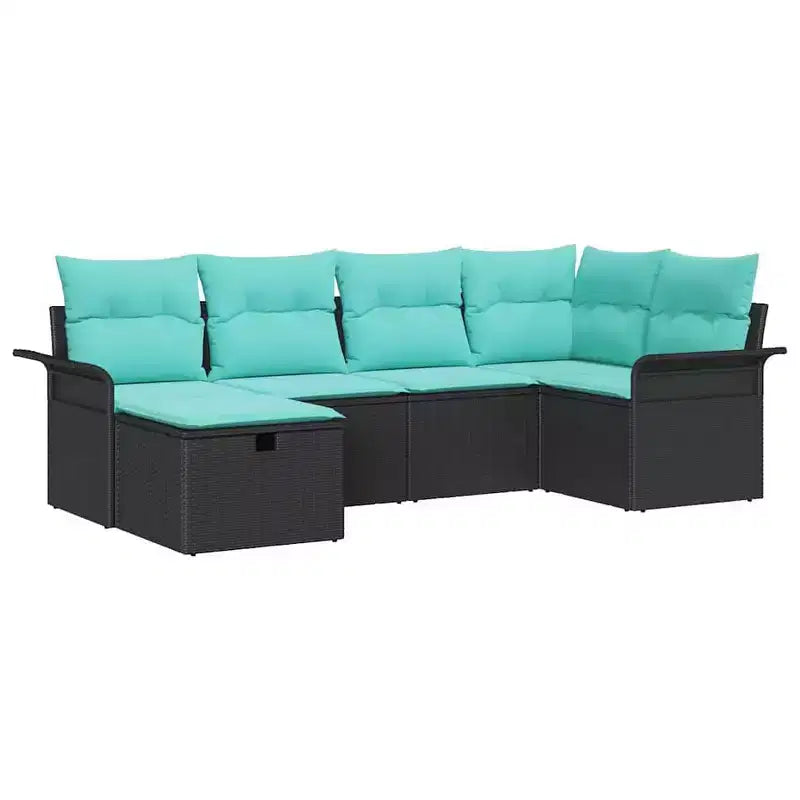 vidaXL Ensemble de canapés de jardin 6 pcs marron et rouge 242,5 x 132,5 x 85 cm