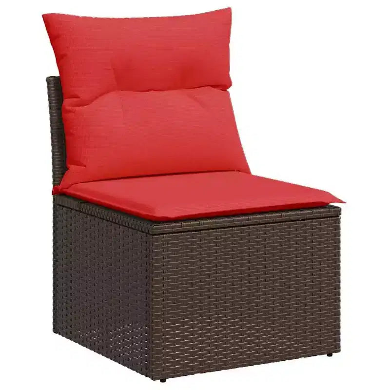 vidaXL Salon de jardin 7 pièces Marron et Rouge 289 x 124 x 85 cm