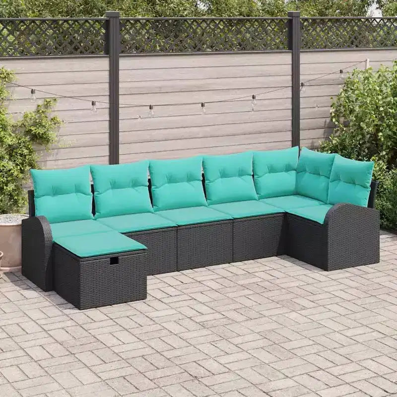 vidaXL Salon de jardin 7 pièces Marron et Rouge 289 x 124 x 85 cm