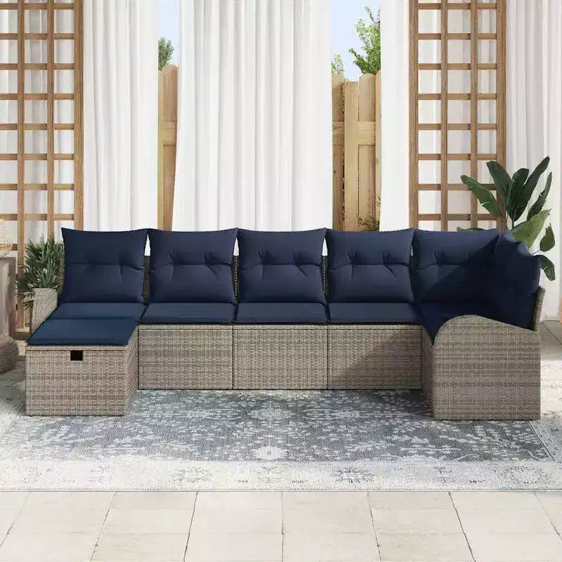 vidaXL Salon de jardin 7 pièces Marron et Rouge 289 x 124 x 85 cm