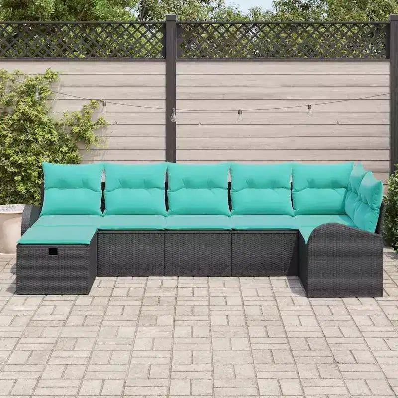 vidaXL Salon de jardin 7 pièces Marron et Rouge 289 x 124 x 85 cm