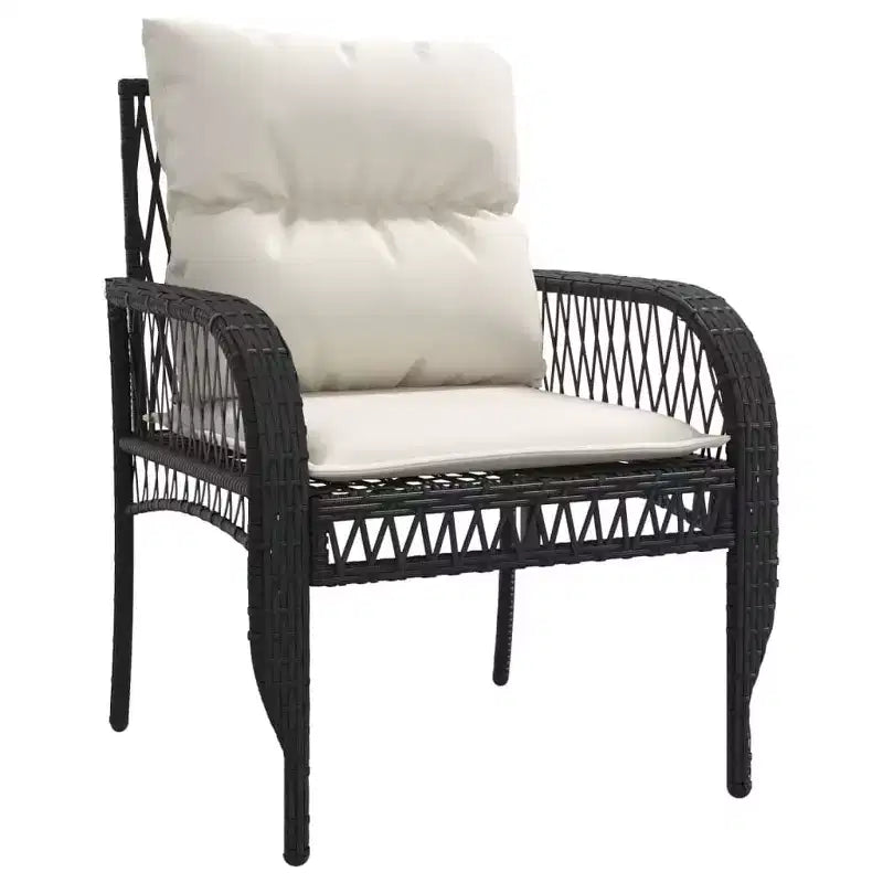 vidaXL Ensemble de canapés de jardin noir, blanc crème