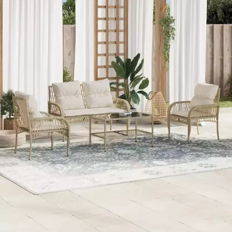 vidaXL Ensemble de canapés de jardin noir, blanc crème