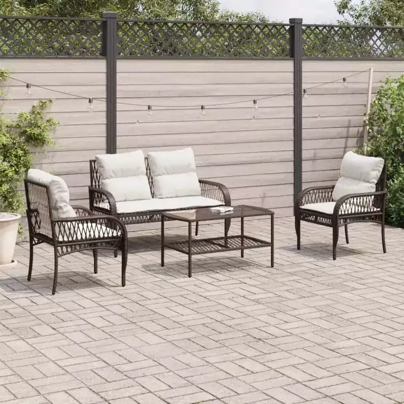 vidaXL Ensemble de canapés de jardin noir, blanc crème