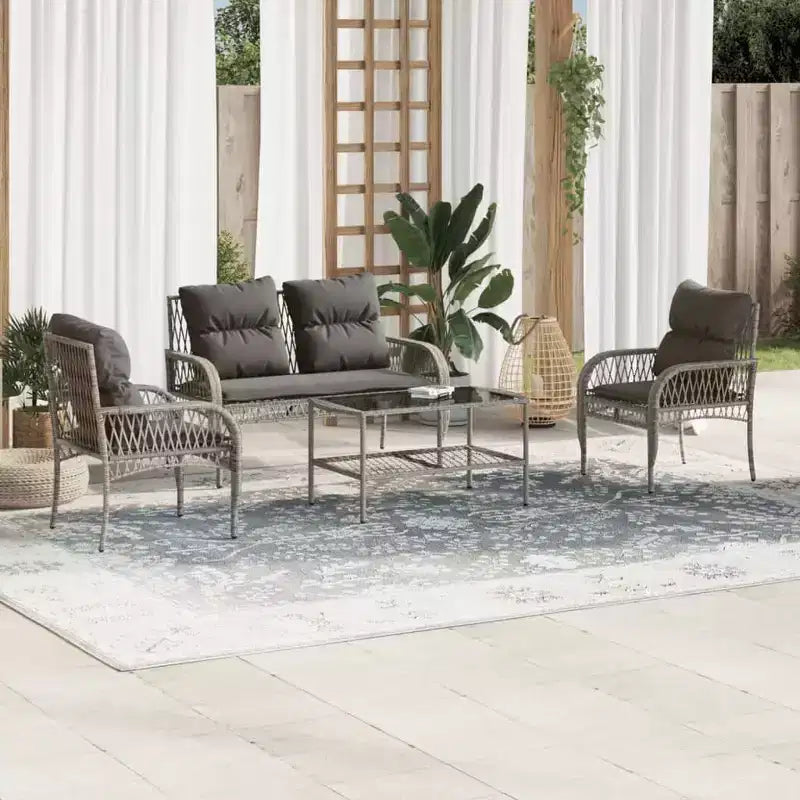 vidaXL Ensemble de canapés de jardin noir, blanc crème