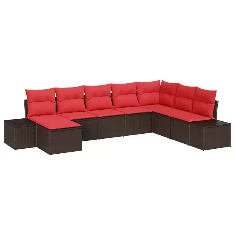 vidaXL Garden Sofa Set with Cushion 9 pcs Brown Poly rattan
