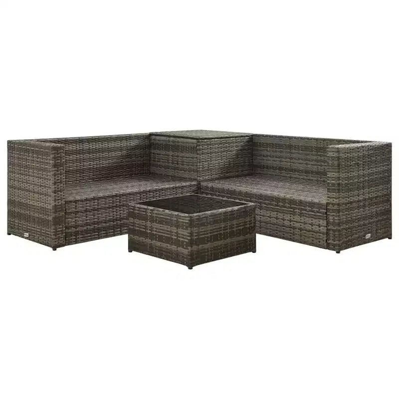 vidaXL Salon de jardin avec table basse et canapé en rotin, 4 pièces