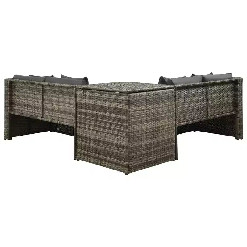 vidaXL Salon de jardin avec table basse et canapé en rotin, 4 pièces