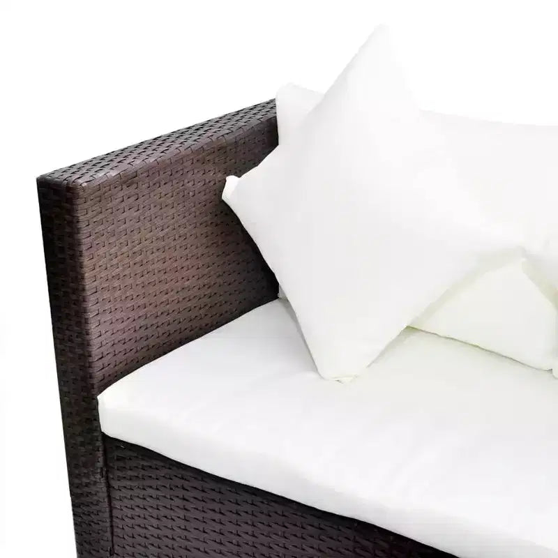 vidaXL Salon de jardin avec table basse et canapé en rotin, 4 pièces