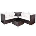 vidaXL Patio Furniture Set Coffee Table and Sofa Outdoor Garden 4 Piece Rattan