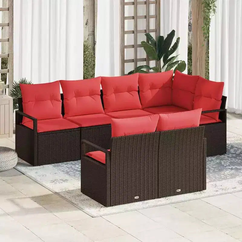 vidaXL Salon de jardin 7 pcs Marron Résine tressée