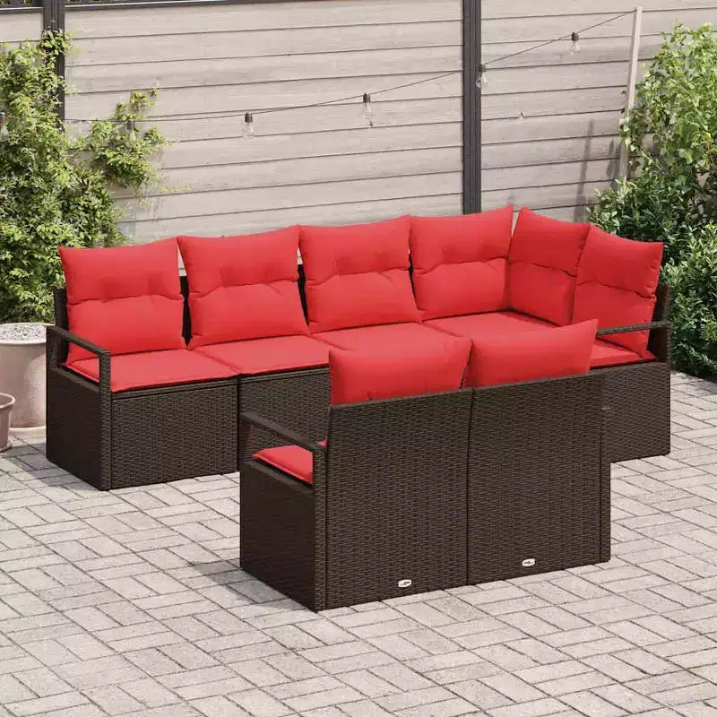 vidaXL Salon de jardin 7 pcs Marron Résine tressée