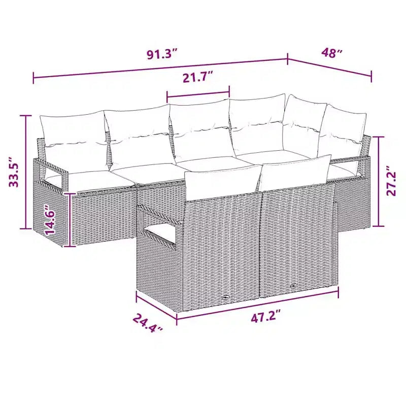 vidaXL Salon de jardin 7 pcs Marron Résine tressée