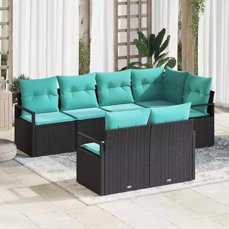 vidaXL Salon de jardin 7 pcs Marron Résine tressée