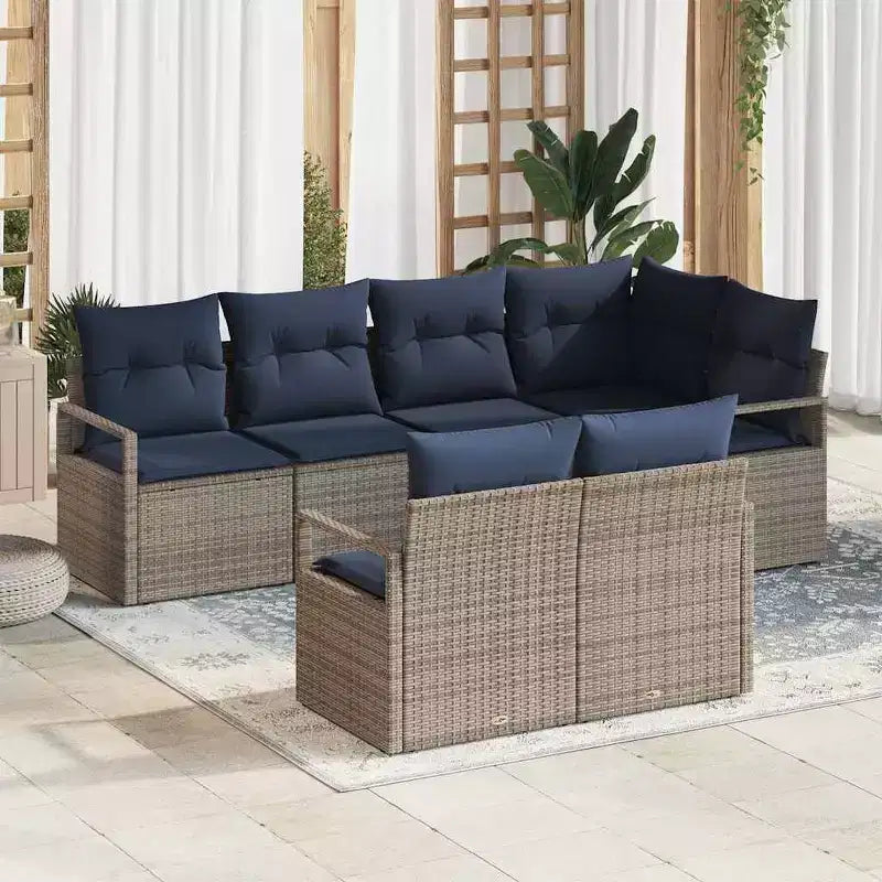 vidaXL Salon de jardin 7 pcs Marron Résine tressée