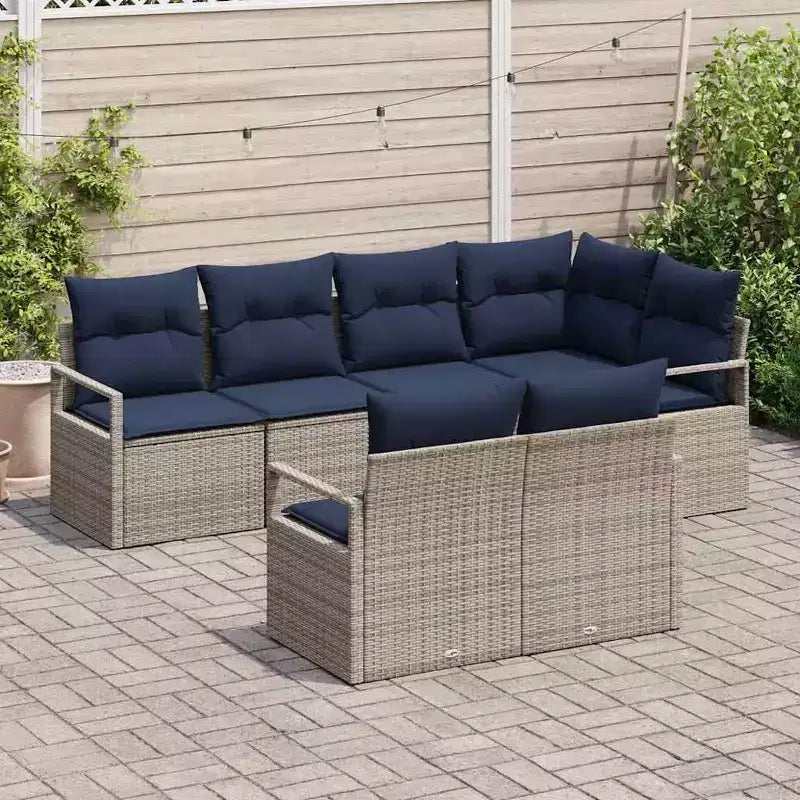 vidaXL Salon de jardin 7 pcs Marron Résine tressée