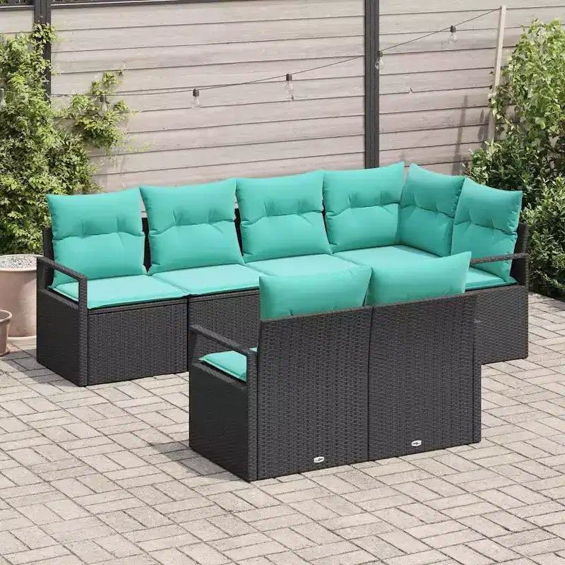 vidaXL Salon de jardin 7 pcs Marron Résine tressée