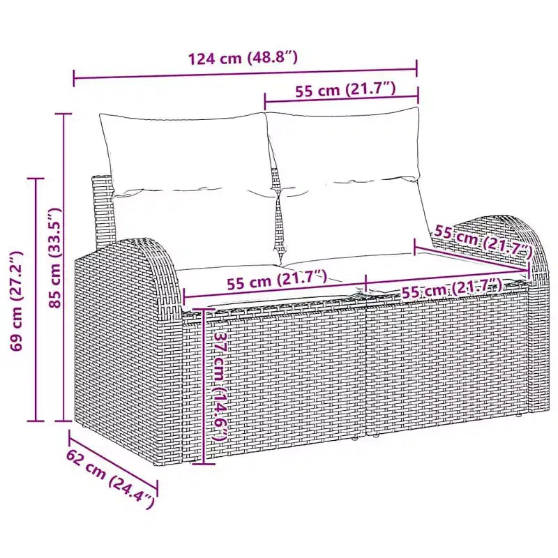 vidaXL Salon de jardin avec coussins 6 pcs Résine tressée marron