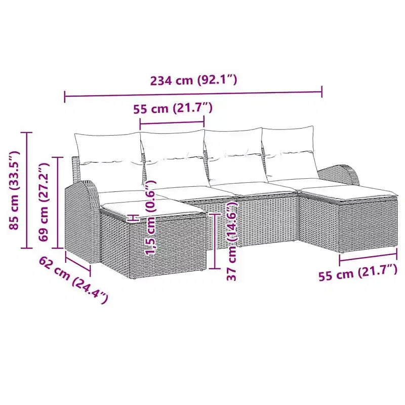 vidaXL Salon de jardin avec coussins 6 pcs Résine tressée marron