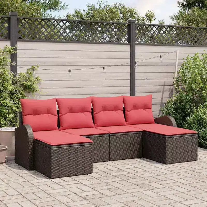 vidaXL Salon de jardin avec coussins 6 pcs Résine tressée marron