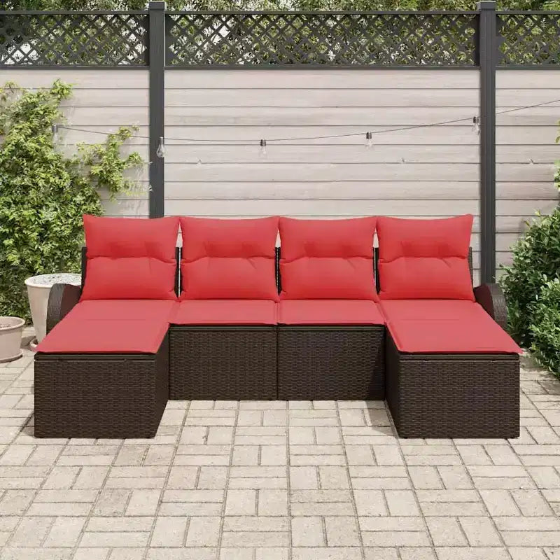 vidaXL Salon de jardin avec coussins 6 pcs Résine tressée marron