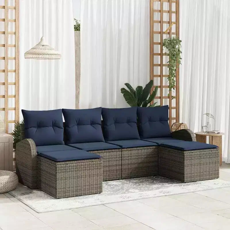 vidaXL Salon de jardin avec coussins 6 pcs Résine tressée marron