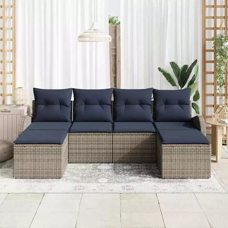 vidaXL Salon de jardin avec coussins 6 pcs Résine tressée marron