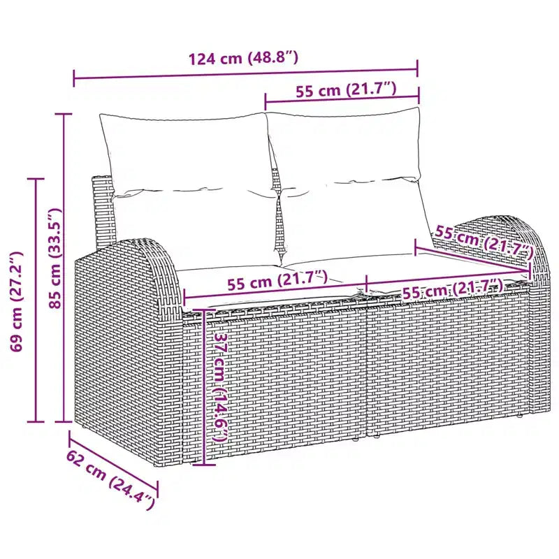vidaXL Salon de jardin avec coussins 6 pcs Résine tressée marron