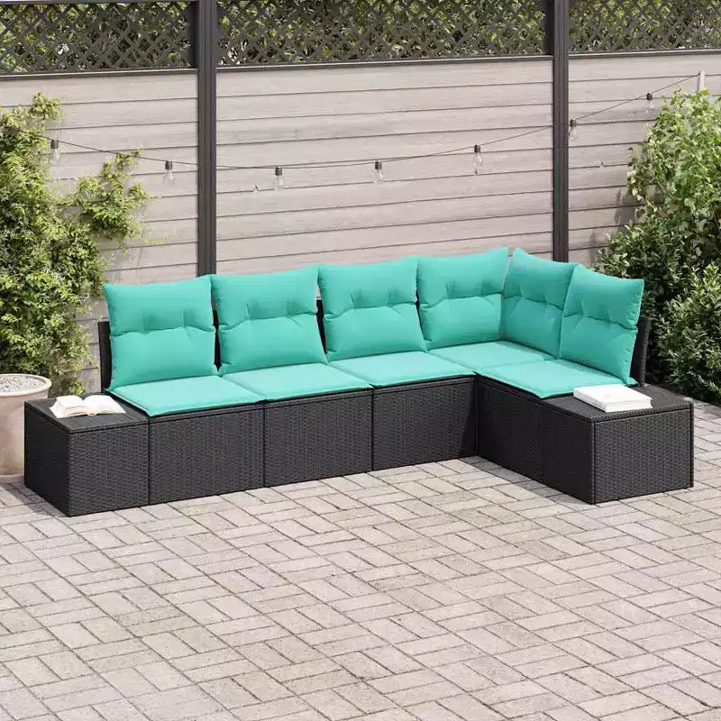 vidaXL Salon de jardin avec coussins 5 pcs Résine tressée
