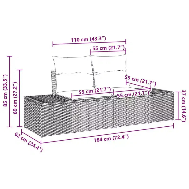vidaXL Salon de jardin avec coussins 5 pcs Résine tressée