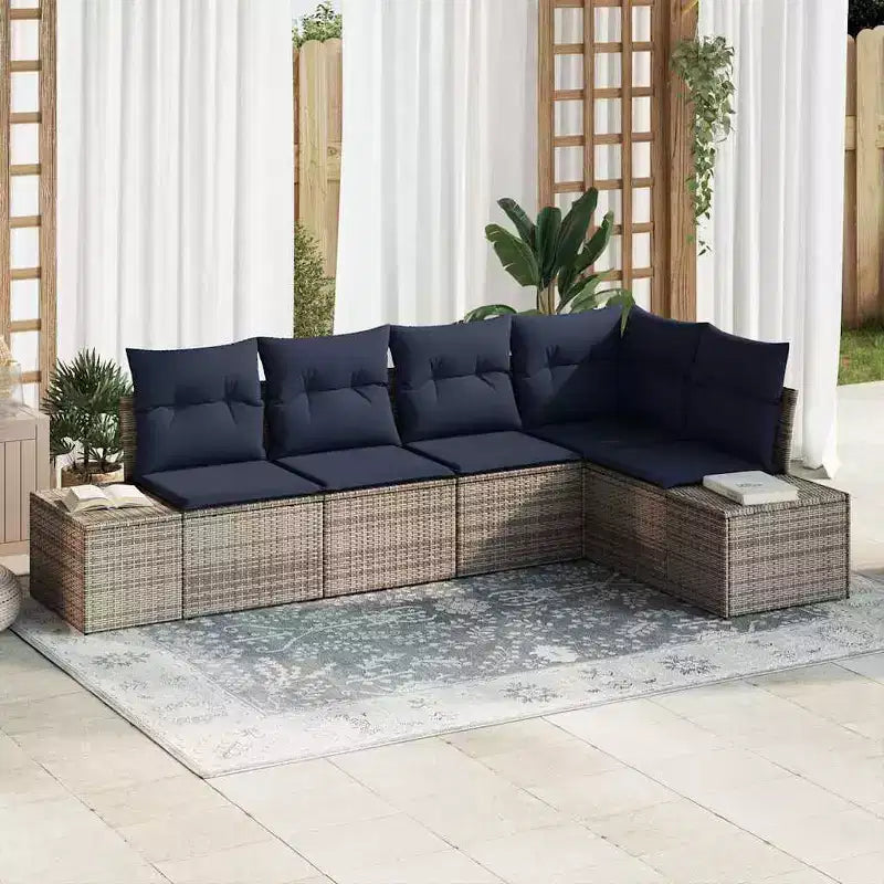 vidaXL Salon de jardin avec coussins 5 pcs Résine tressée