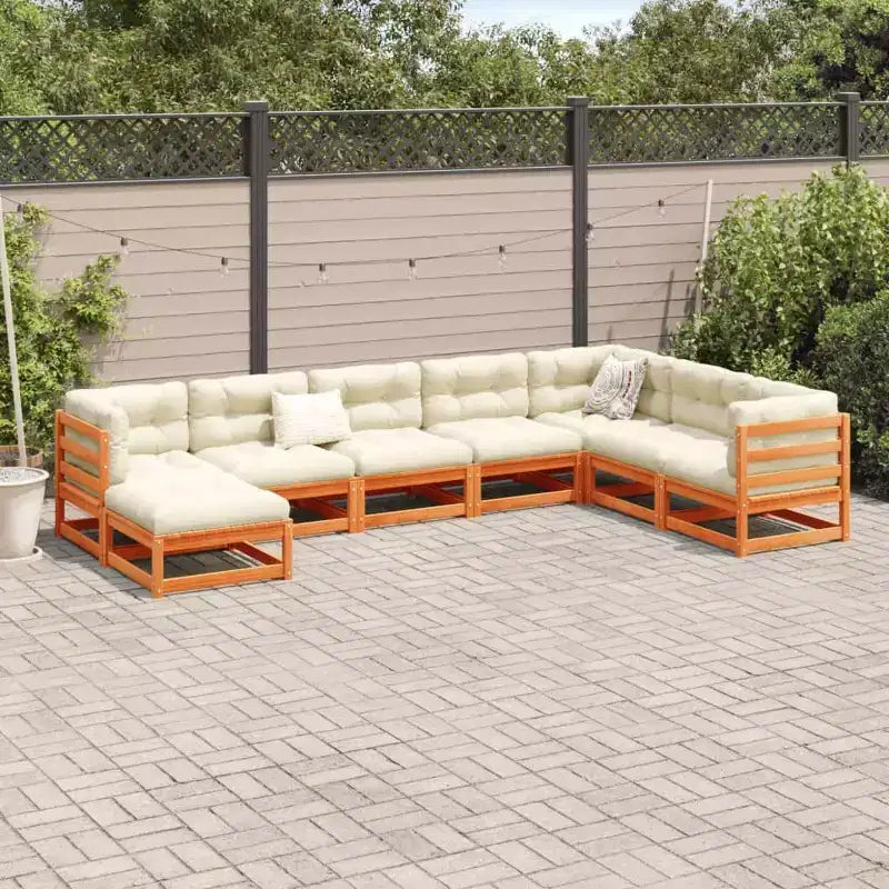 vidaXL Salon de jardin 8 pièces en bois de pin massif avec canapé modulable