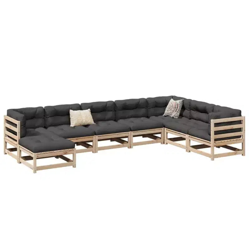 vidaXL Salon de jardin 8 pièces en bois de pin massif avec canapé modulable