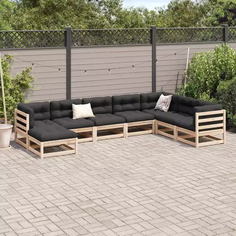 vidaXL Salon de jardin 8 pièces en bois de pin massif avec canapé modulable