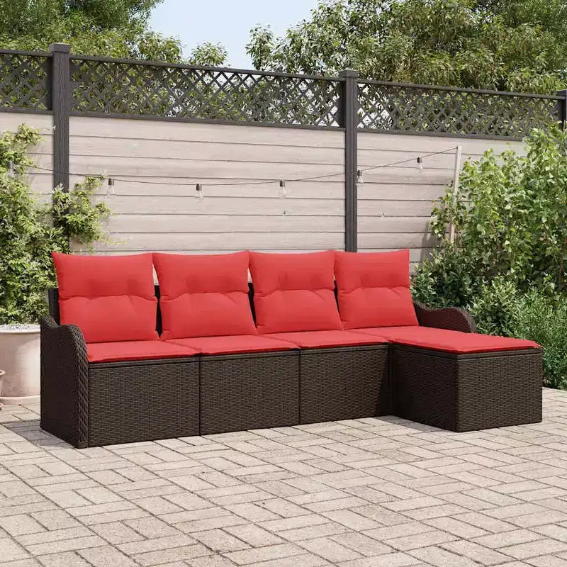 vidaXL Salon de jardin avec coussins 5 pcs Résine tressée marron