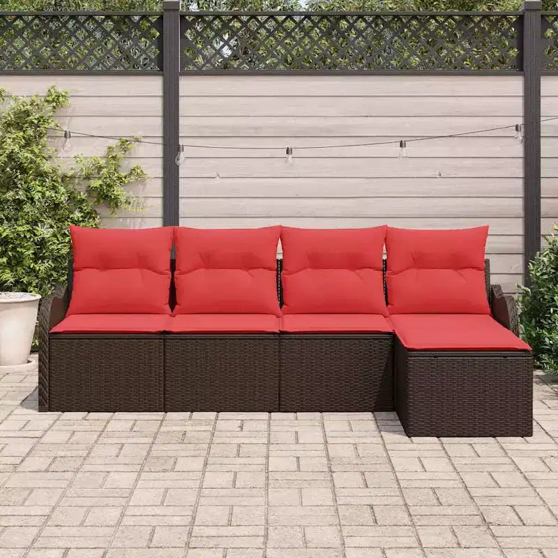 vidaXL Salon de jardin avec coussins 5 pcs Résine tressée marron