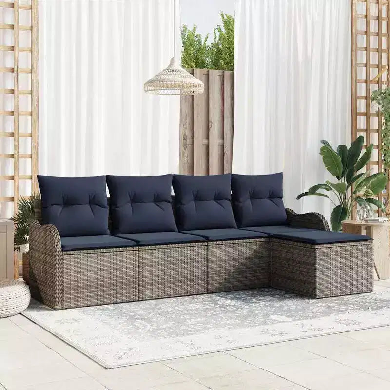 vidaXL Salon de jardin avec coussins 5 pcs Résine tressée marron