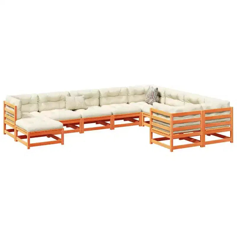 vidaXL Salon de jardin en pin massif Grand modulable - Pin naturel sans coussin