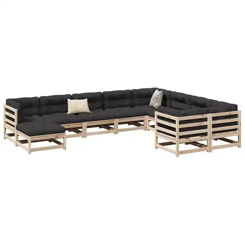 vidaXL Salon de jardin en pin massif Grand modulable - Pin naturel sans coussin