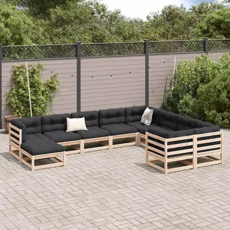 vidaXL Salon de jardin en pin massif Grand modulable - Pin naturel sans coussin